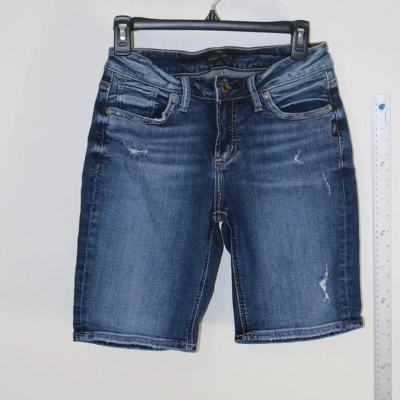 Silver Jeans Shorts, denim, distressed size large - Picture 1 of 8